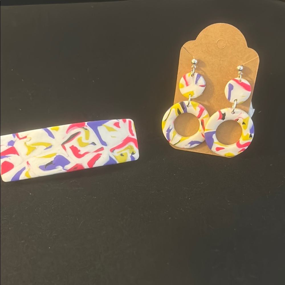 Colorful Hair Clip and Earring Set